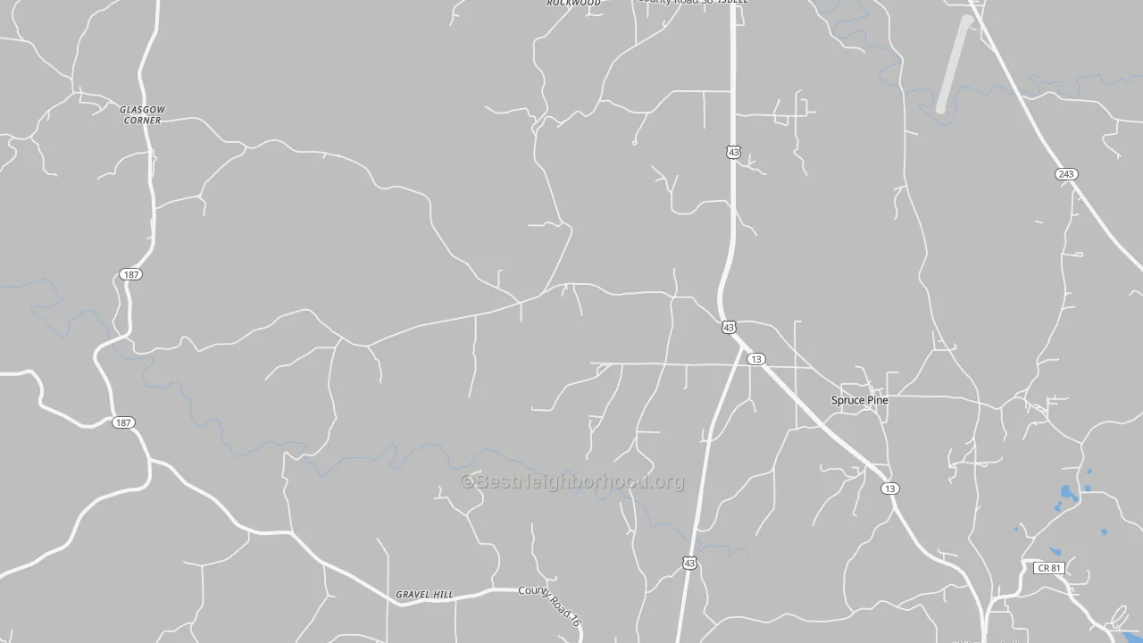 Transit Grade map of Spruce Pine, AL