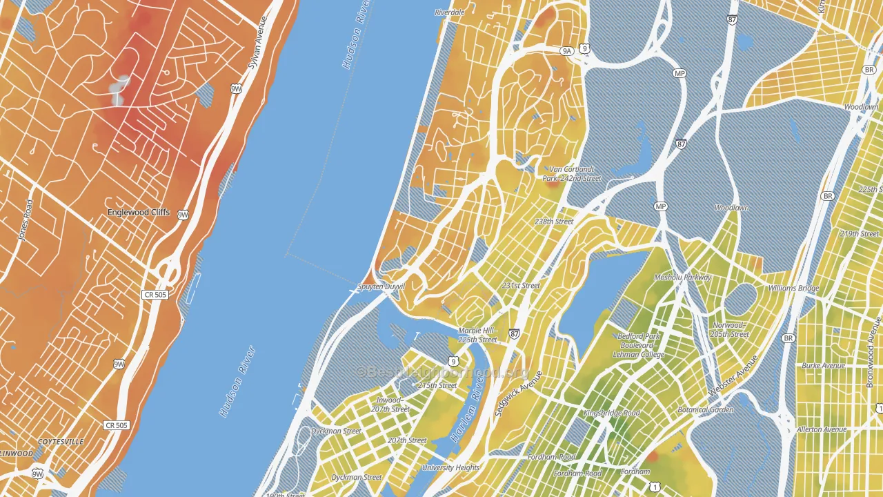 Transit Grade map of Spuyten Duyvil, Bronx, NY