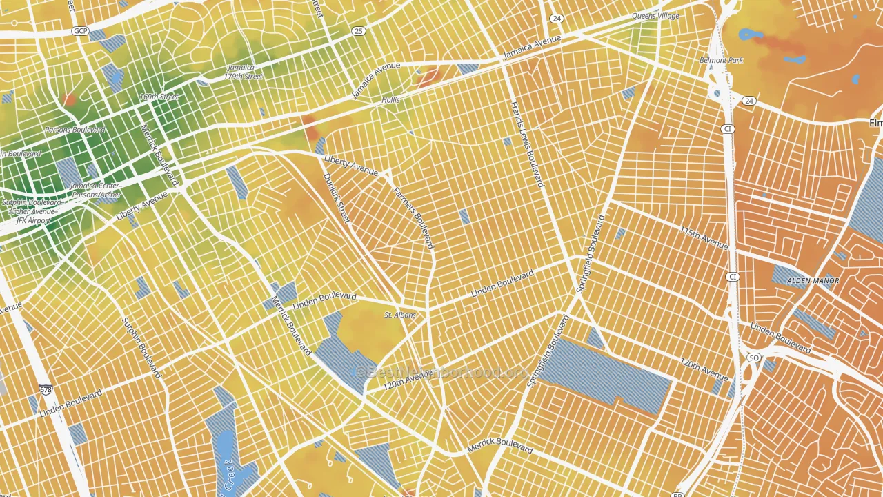 Transit Grade map of St Albans, Queens, NY