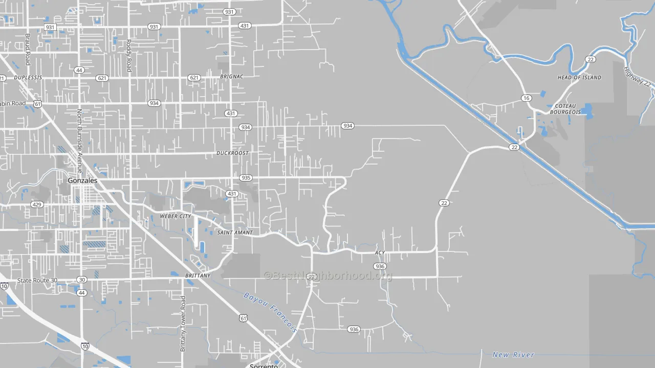 Transit Grade map of St. Amant, LA