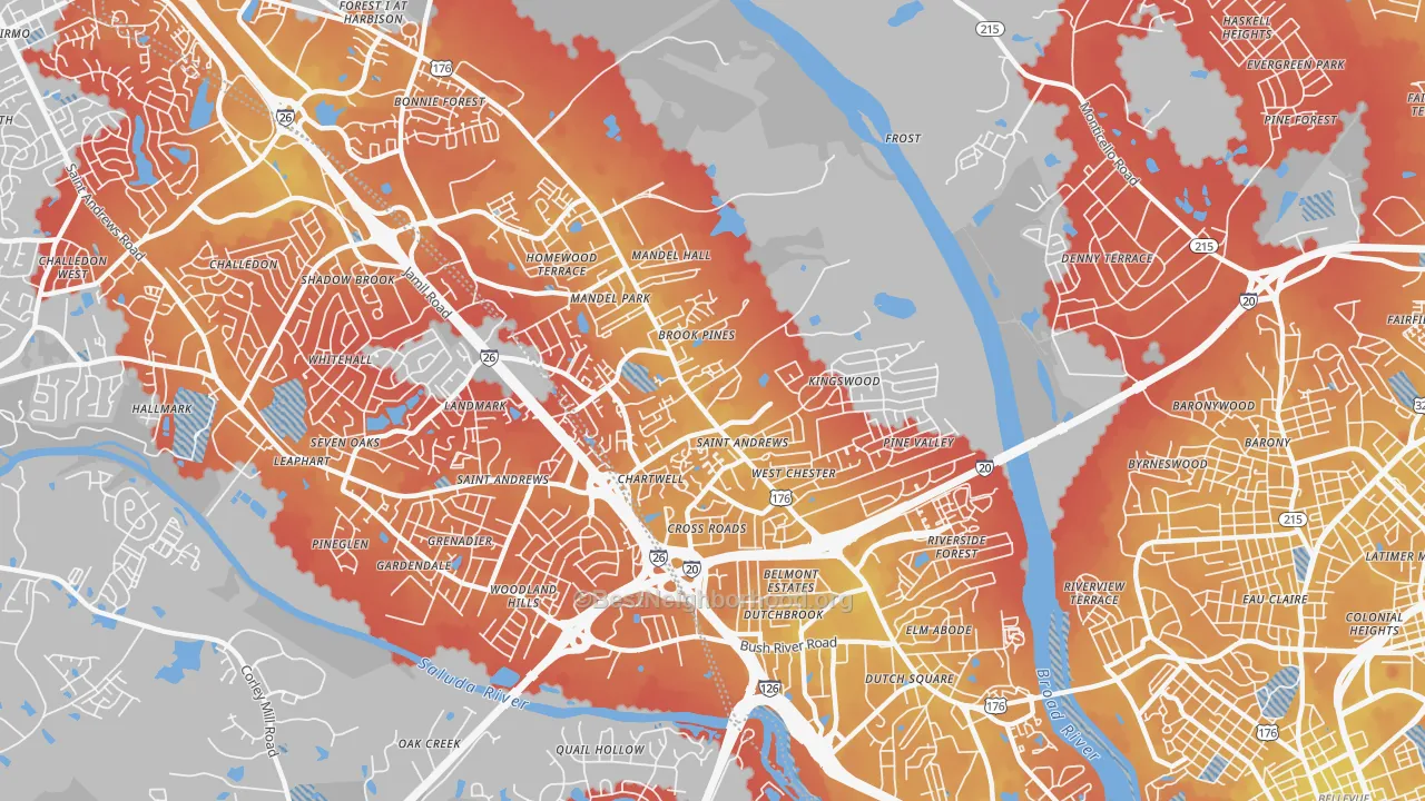 Transit Grade map of St. Andrews, SC