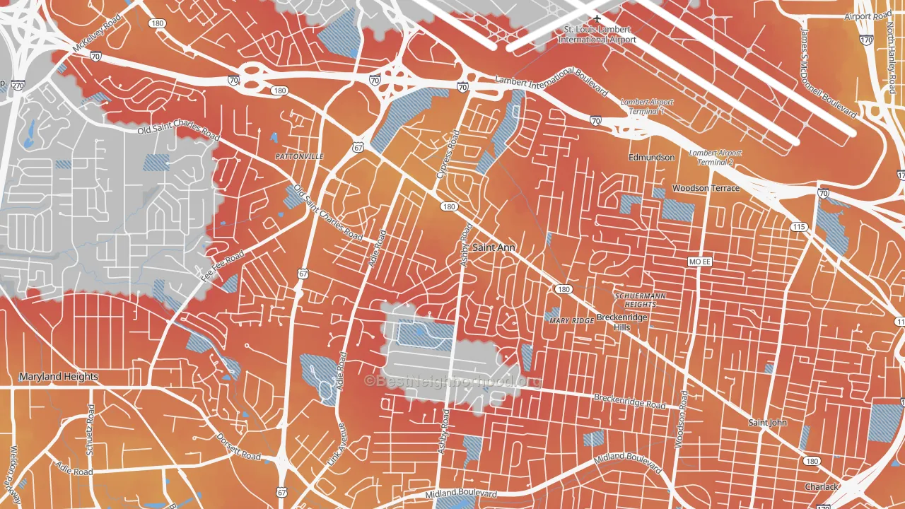 Transit Grade map of St. Ann, MO
