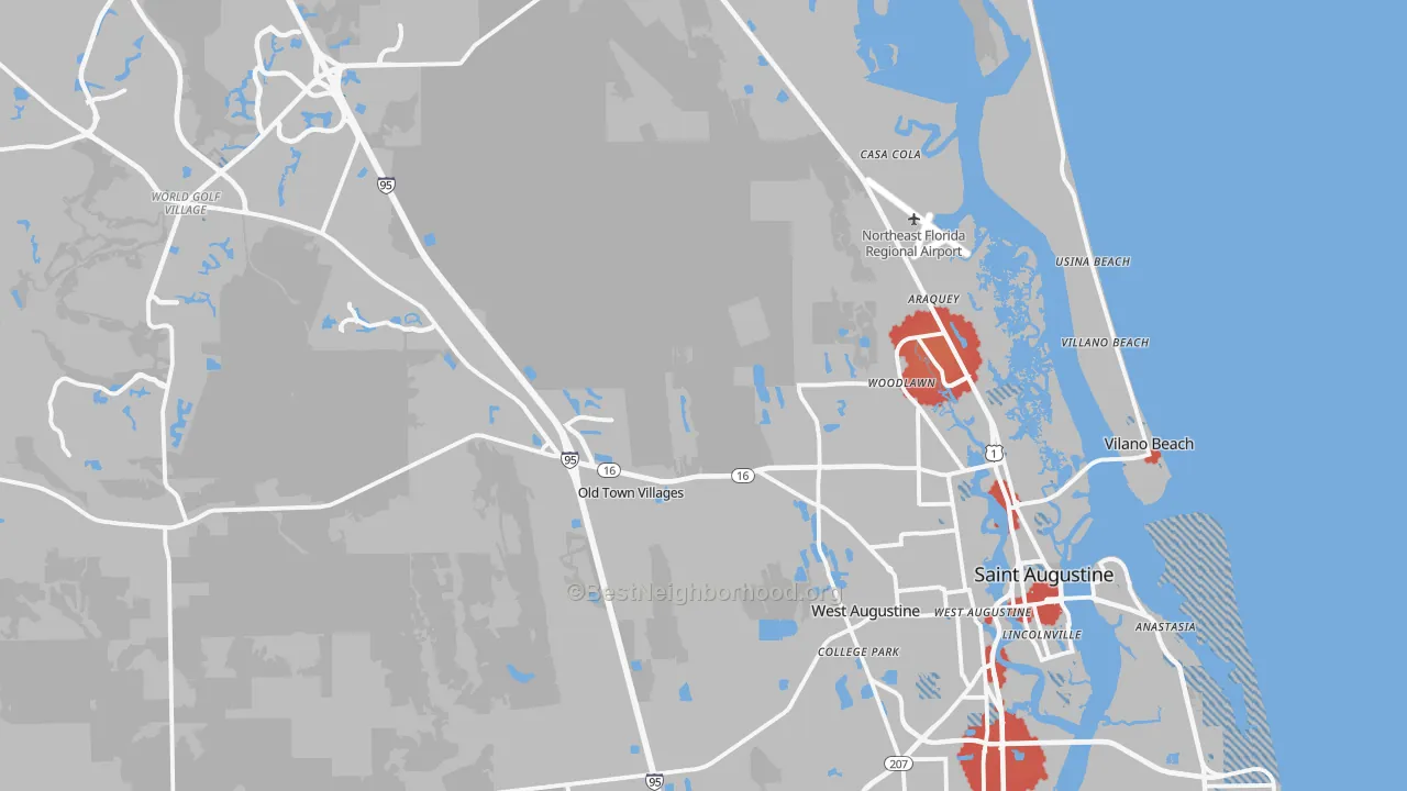 Transit Grade map of St. Augustine, FL