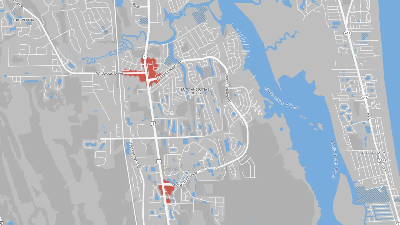 Transit Grade map of St. Augustine Shores, FL