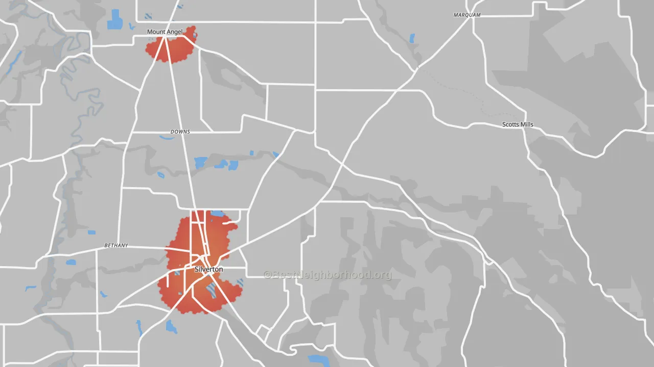 Transit Grade map of St. Benedict, OR