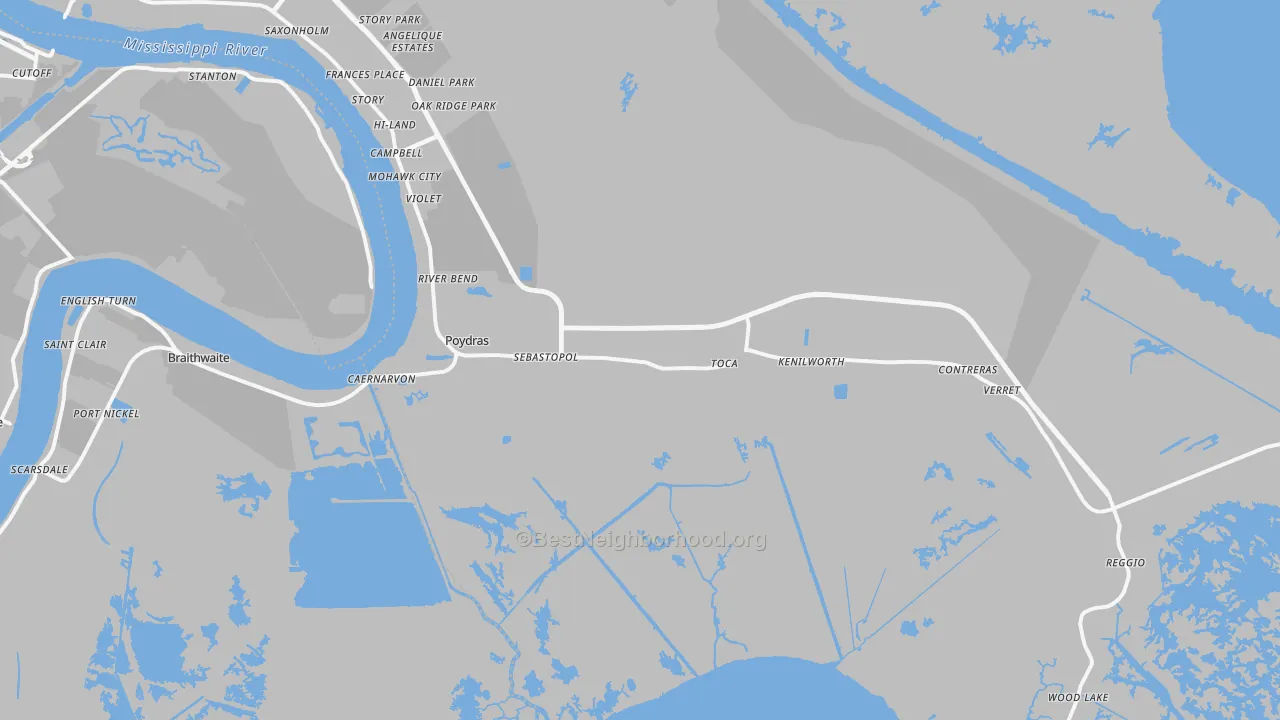 Transit Grade map of St. Bernard, LA