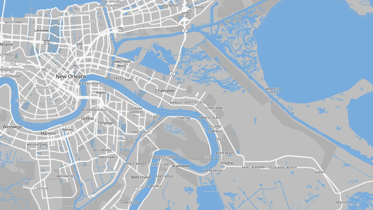 Transit Grade map of St. Bernard Parish, LA