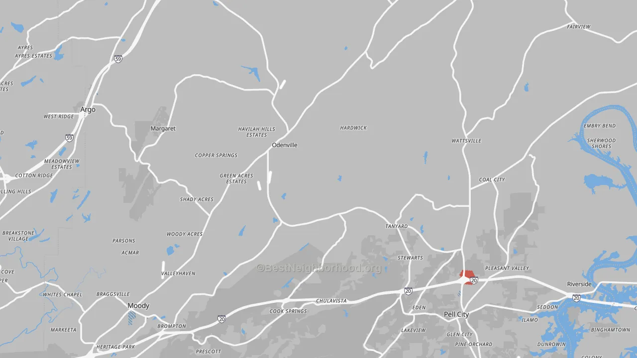 Transit Grade map of St. Clair County, AL