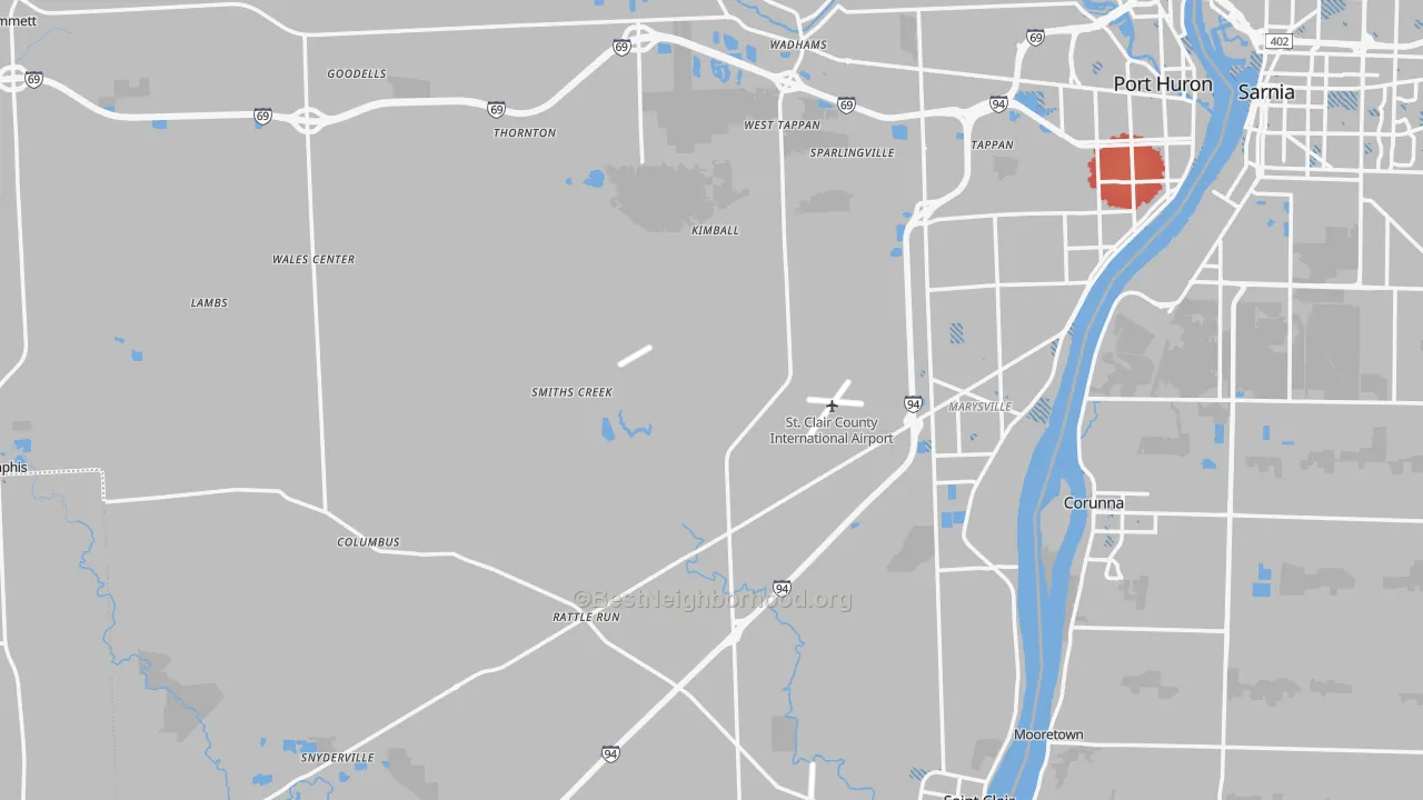 Transit Grade map of St. Clair County, MI