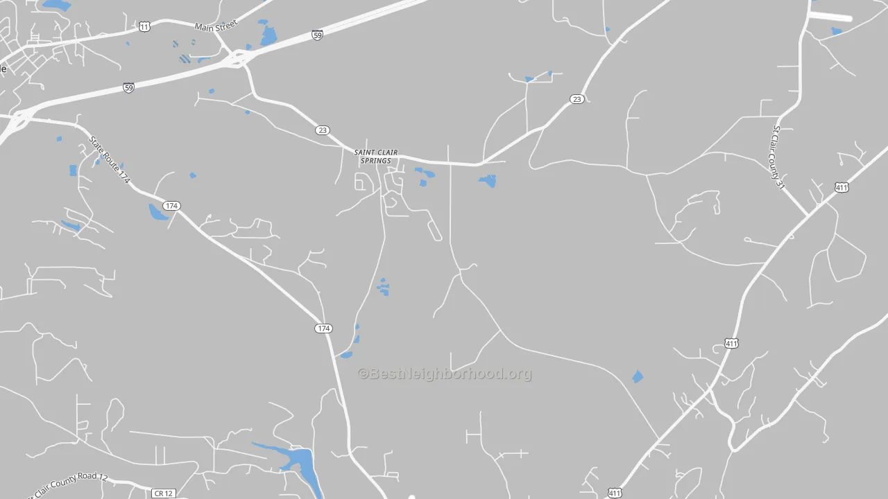 Transit Grade map of St. Clair Springs, AL