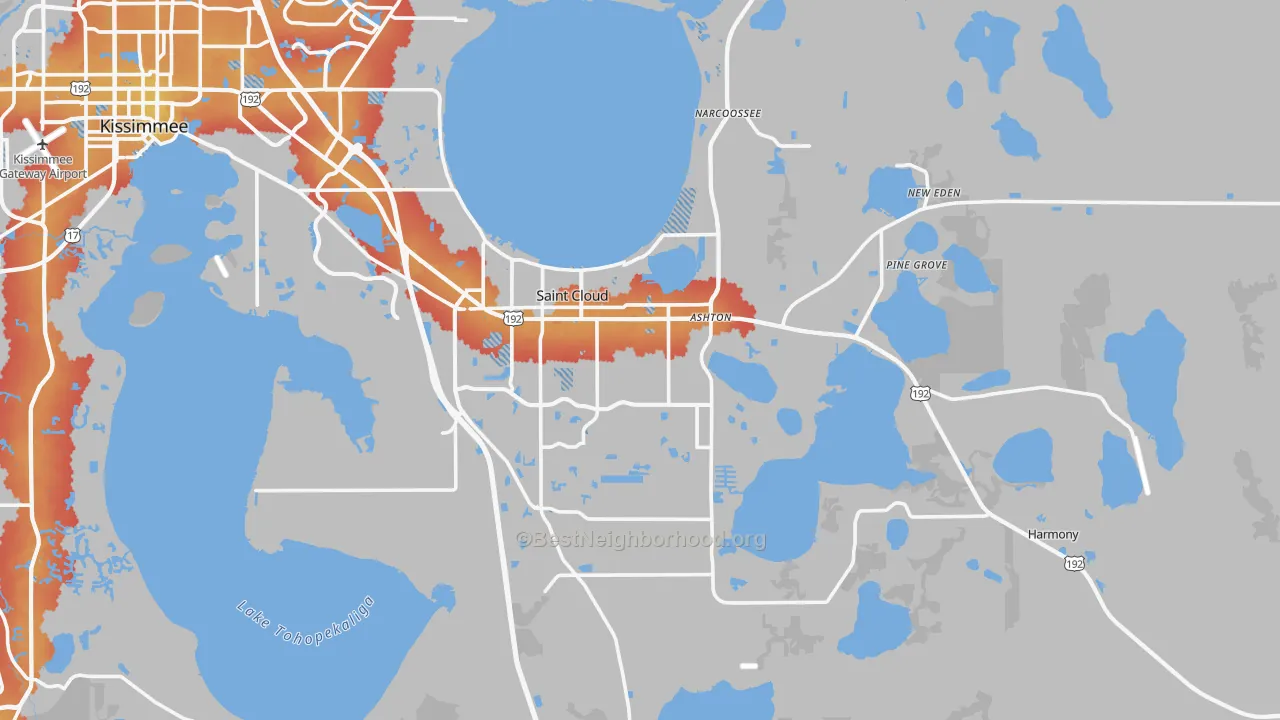 Transit Grade map of St. Cloud, FL