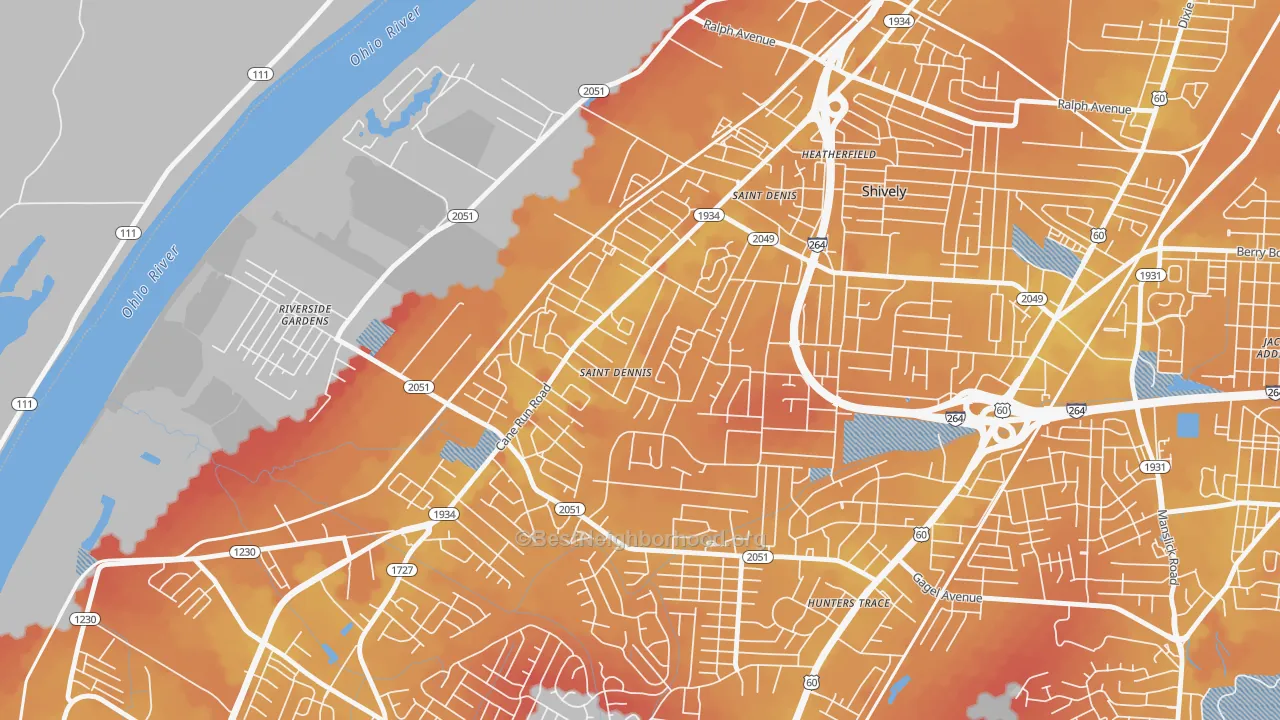 Transit Grade map of St. Dennis, Louisville, KY
