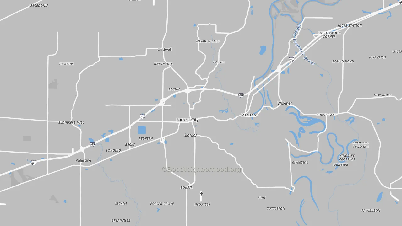 Transit Grade map of St. Francis County, AR
