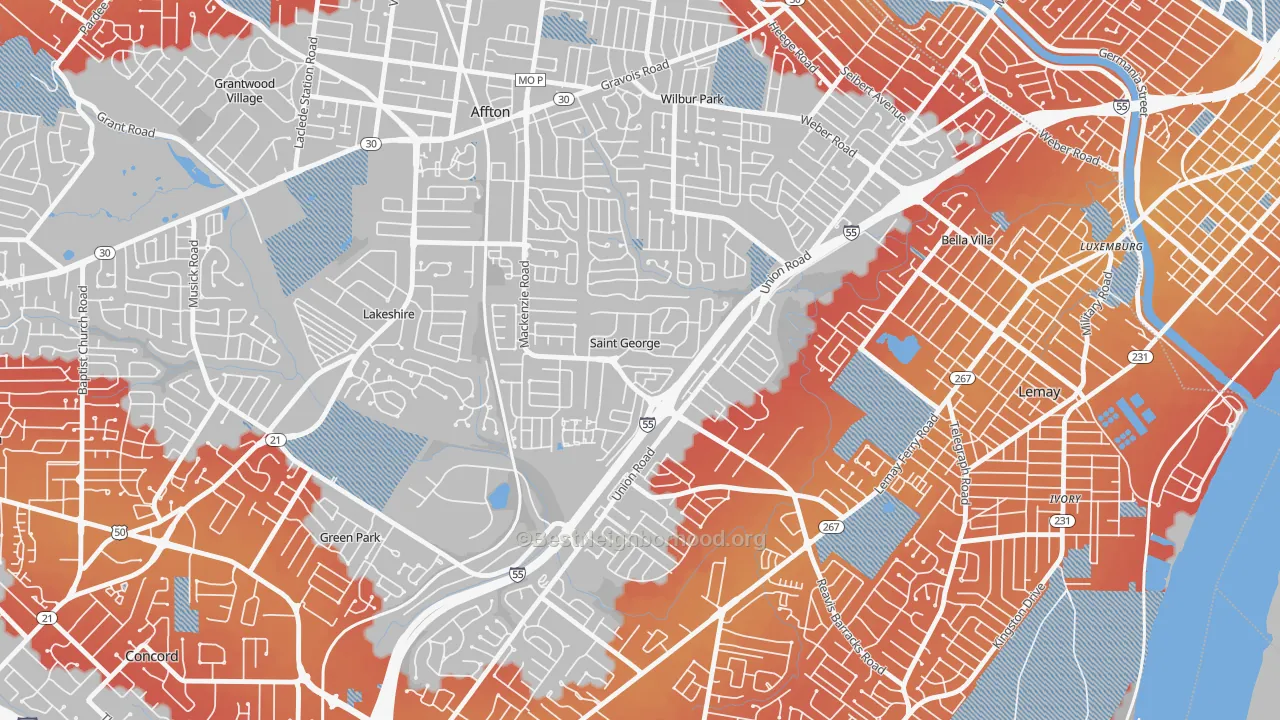 Transit Grade map of St. George, MO
