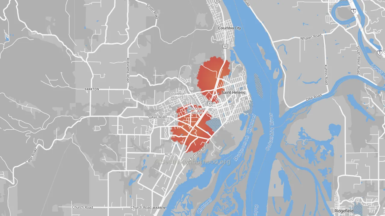 Transit Grade map of St. Helens, OR
