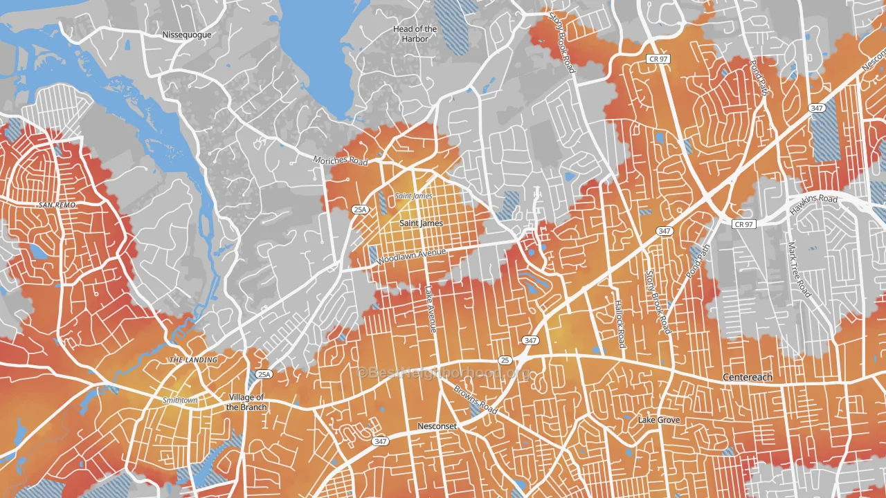 Transit Grade map of St. James, NY