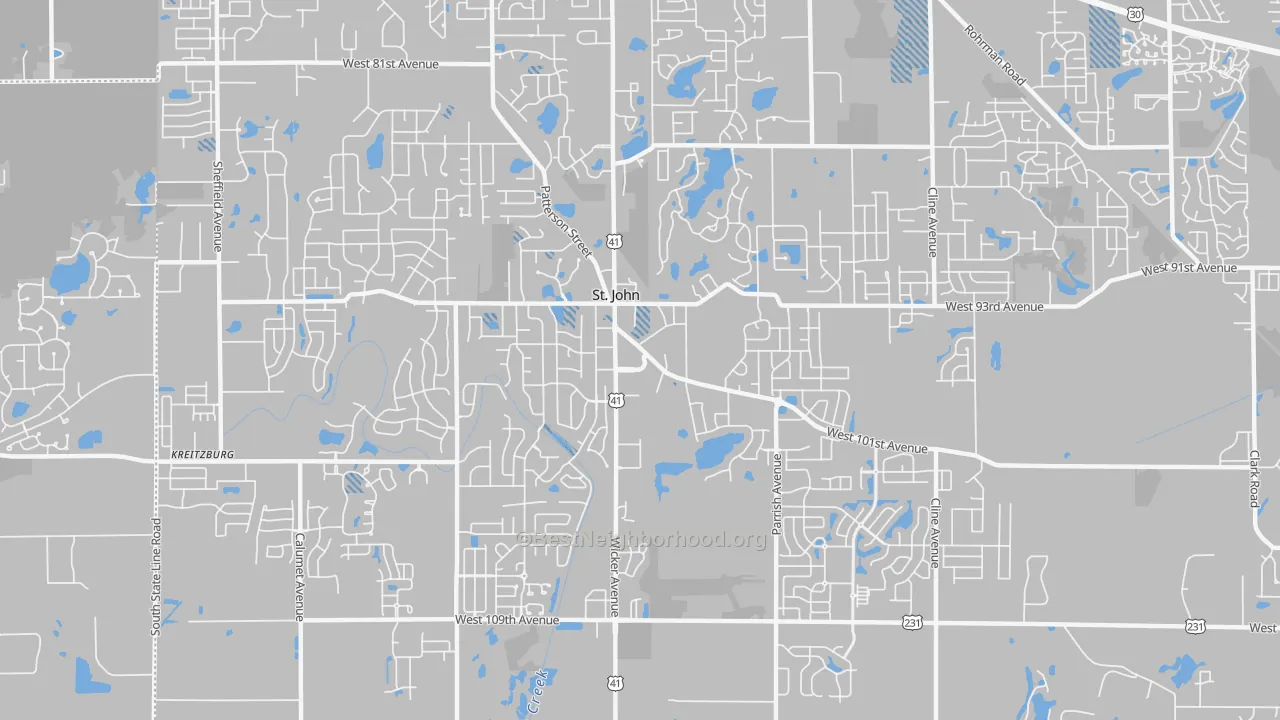 Transit Grade map of St. John, IN