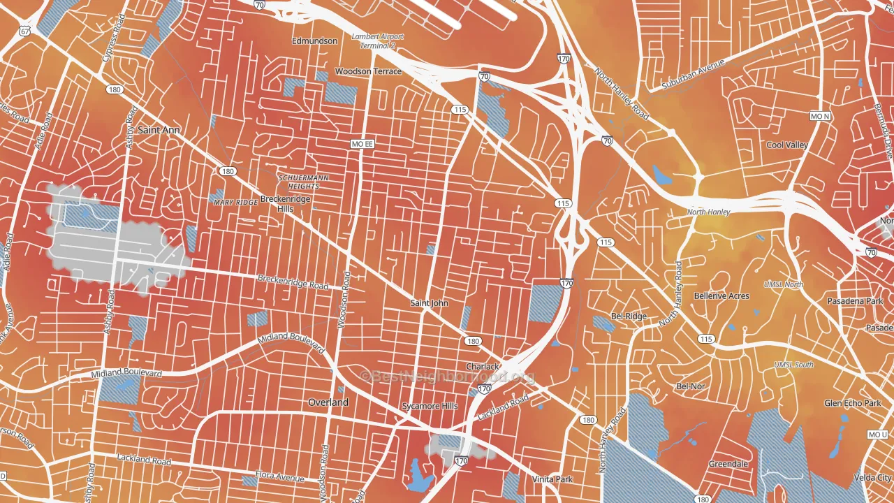 Transit Grade map of St. John, MO