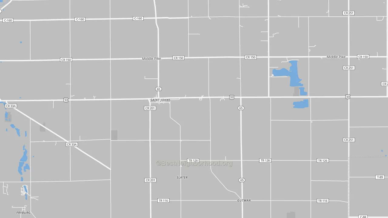 Transit Grade map of St. Johns, OH