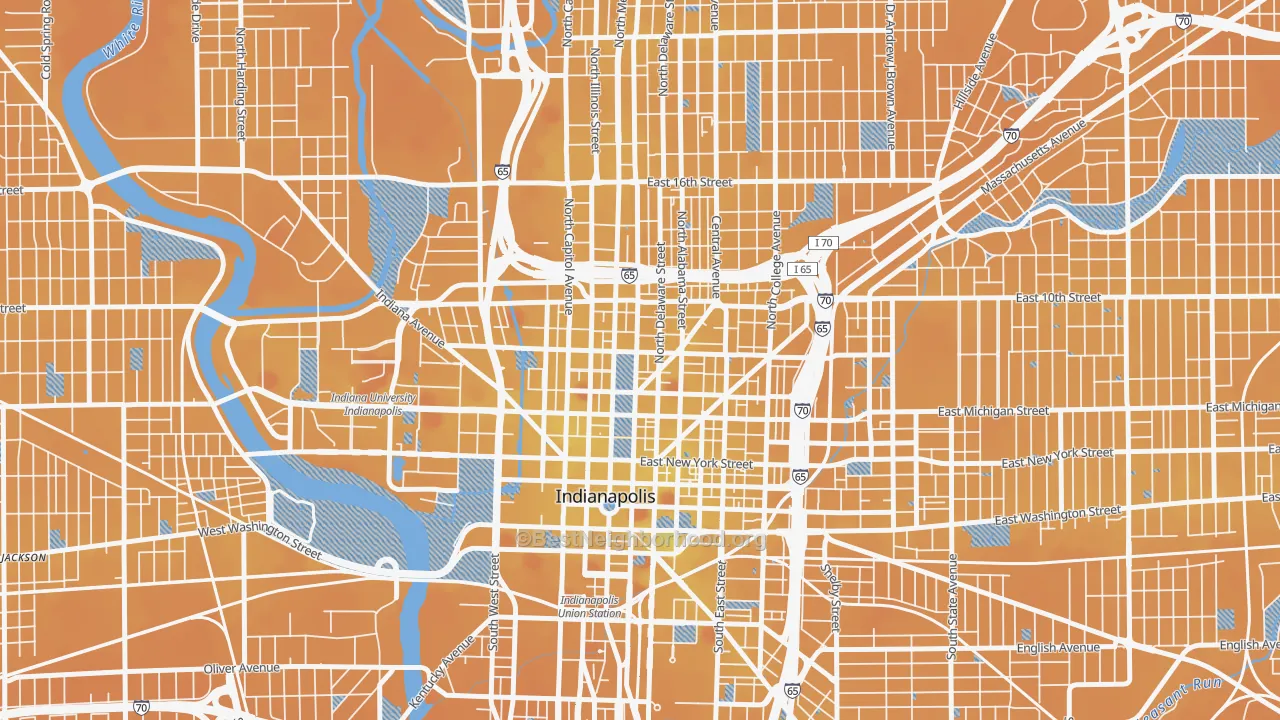 Transit Grade map of St. Joseph Historic Neighborhood, Indianapolis, IN