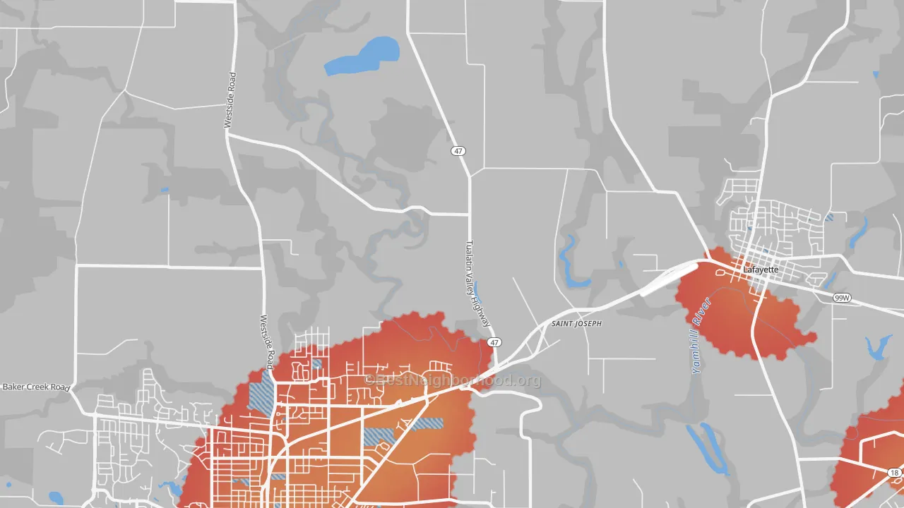 Transit Grade map of St. Joseph, OR