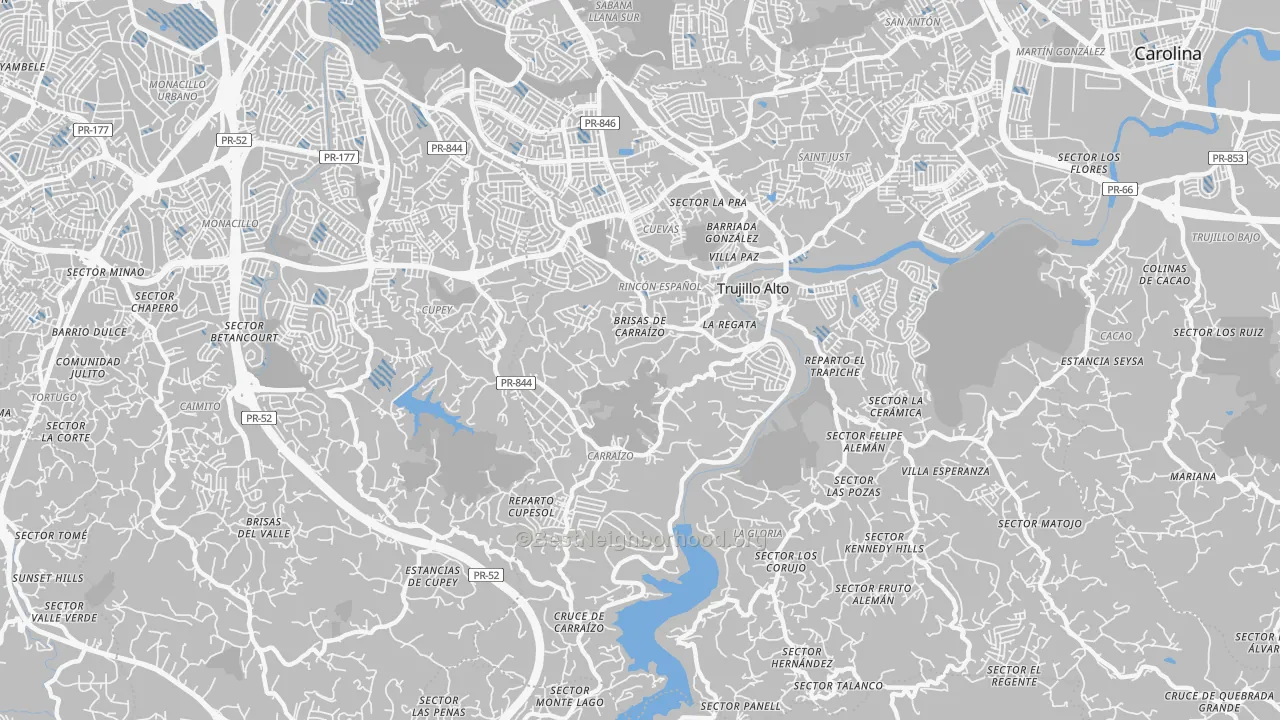 Transit Grade map of St. Just, PR