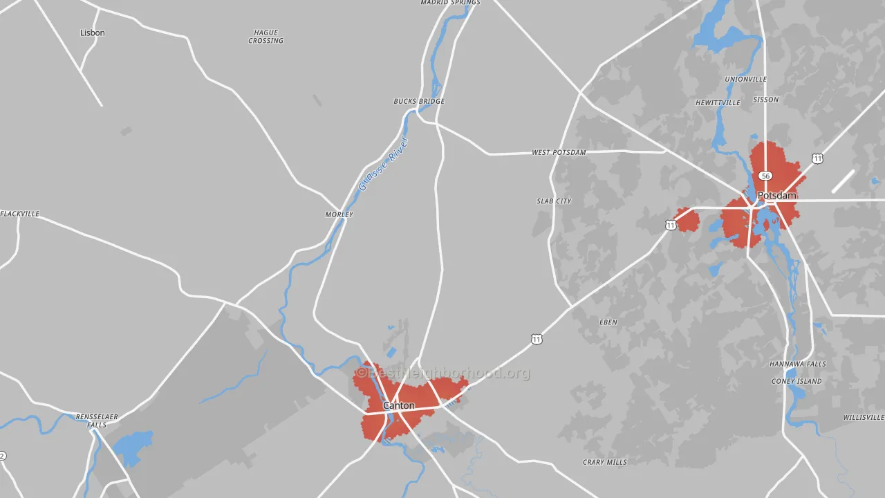 Transit Grade map of St. Lawrence County, NY