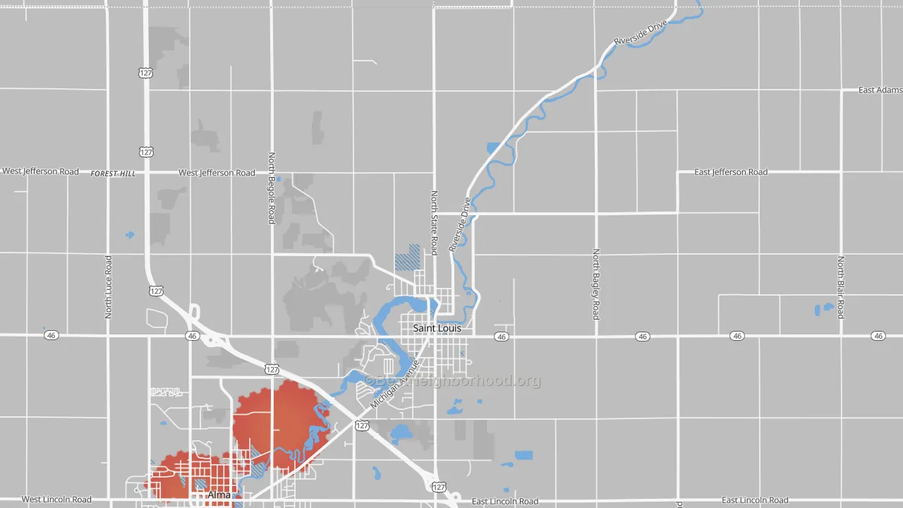 Transit Grade map of St. Louis, MI