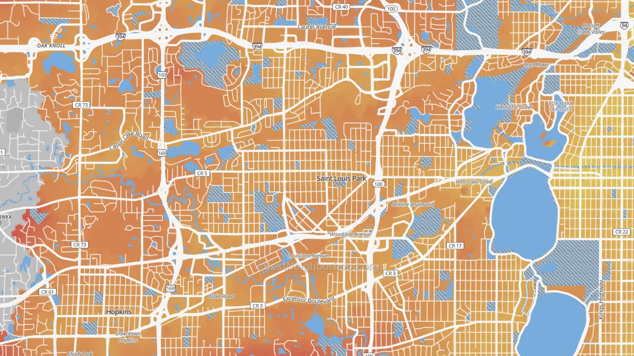 Transit Grade map of St. Louis Park, MN