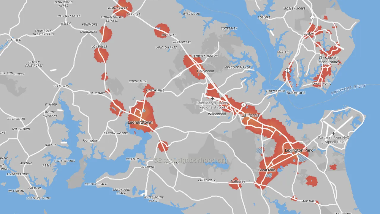 Transit Grade map of St. Mary's County, MD