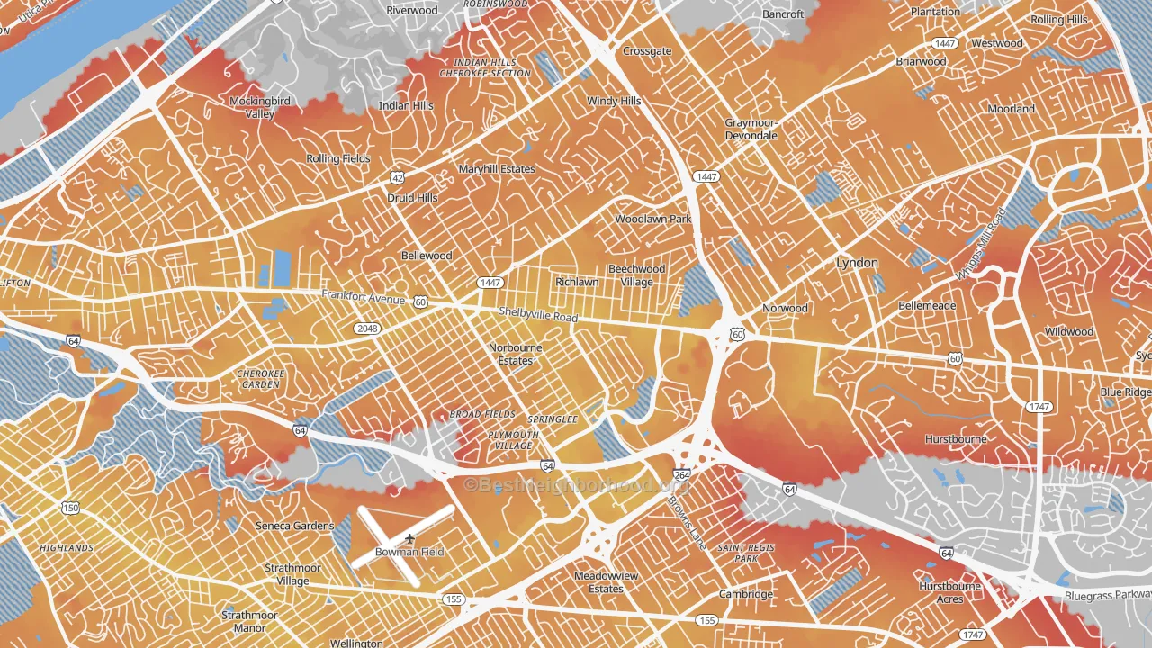 Transit Grade map of St. Matthews, KY