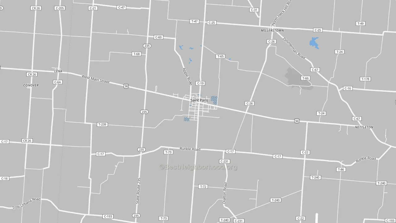 Transit Grade map of St. Paris, OH