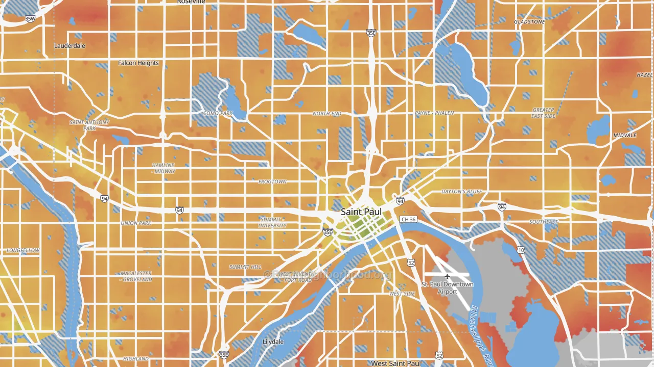 Transit Grade map of St. Paul, MN