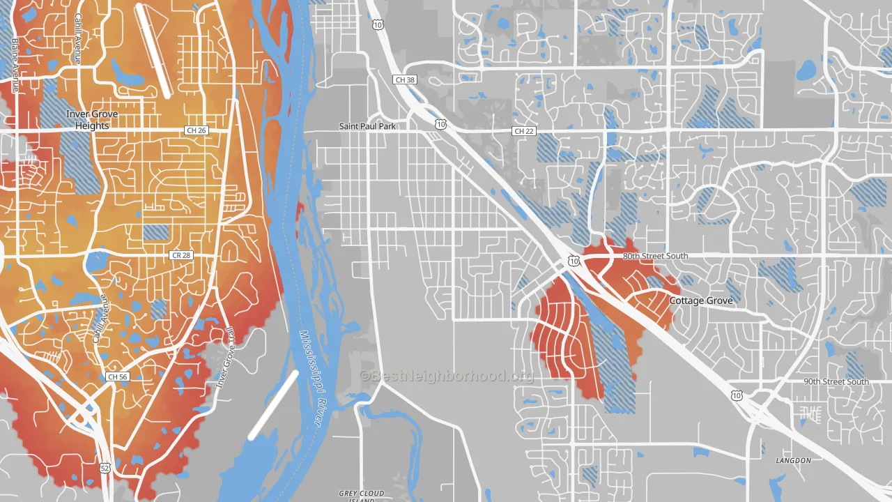 Transit Grade map of St. Paul Park, MN