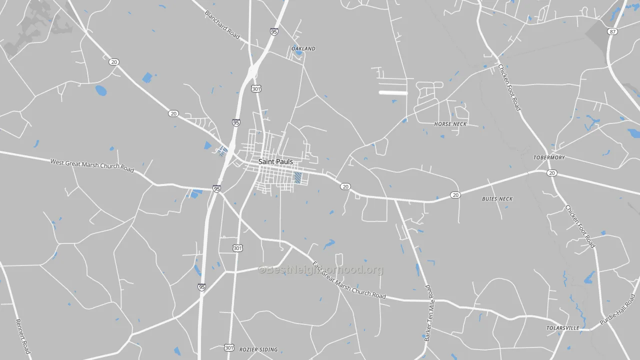 Transit Grade map of St. Pauls, NC