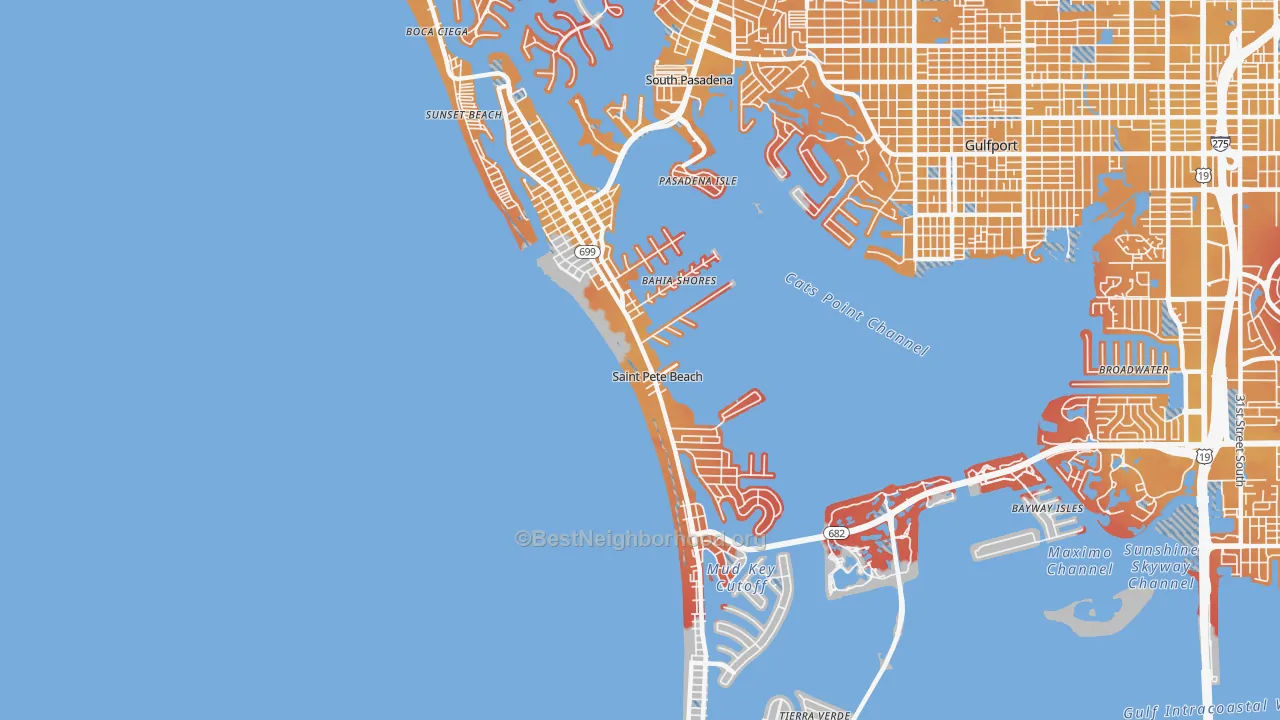 Transit Grade map of St. Pete Beach, FL