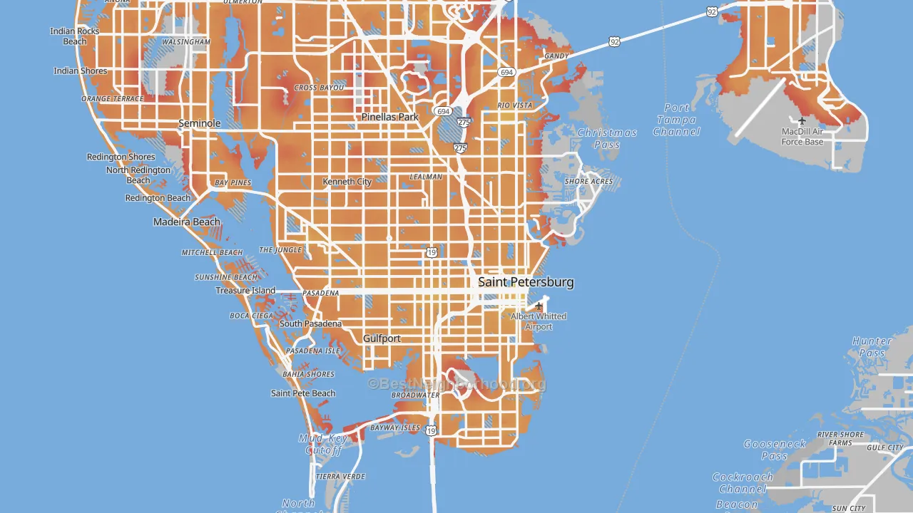 Transit Grade map of St. Petersburg, FL