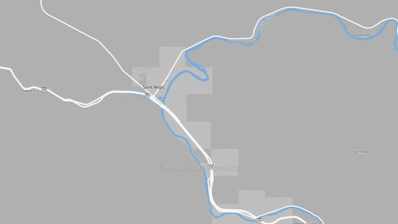 Transit Grade map of St. Regis, MT