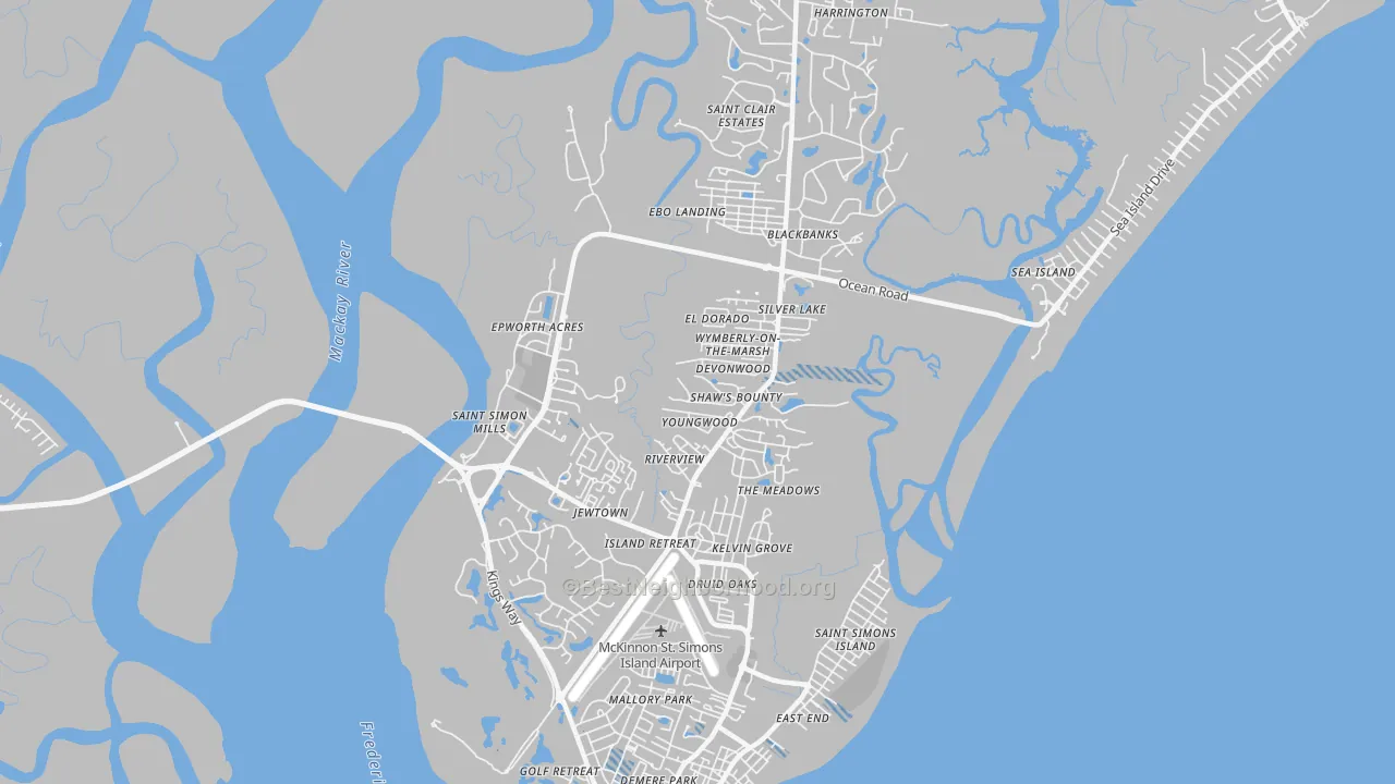 Transit Grade map of St. Simons, GA