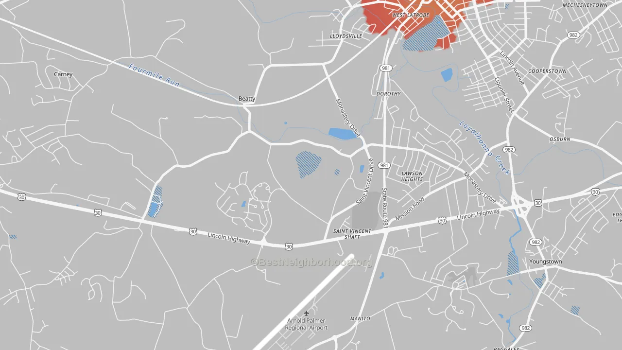 Transit Grade map of St. Vincent College, PA