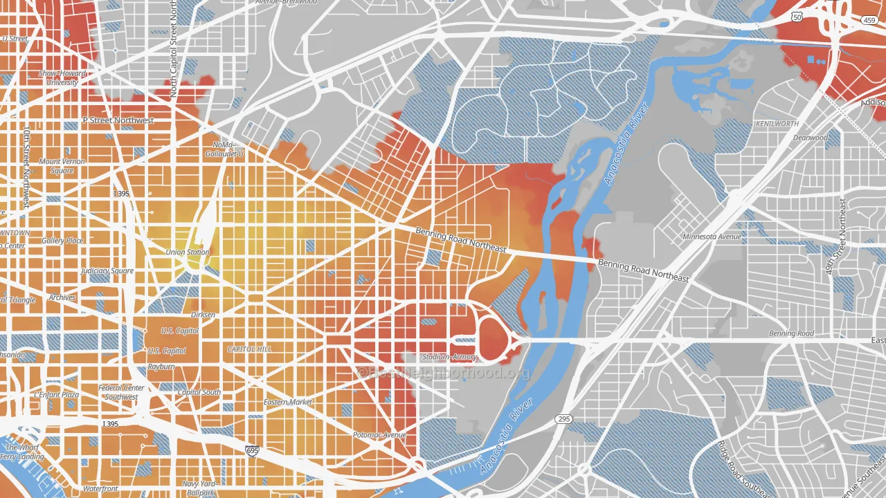 Transit Grade map of Stadium-Armory, Washington, DC