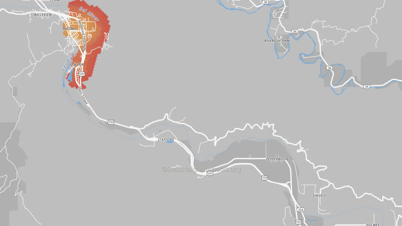 Transit Grade map of Stafford, CA