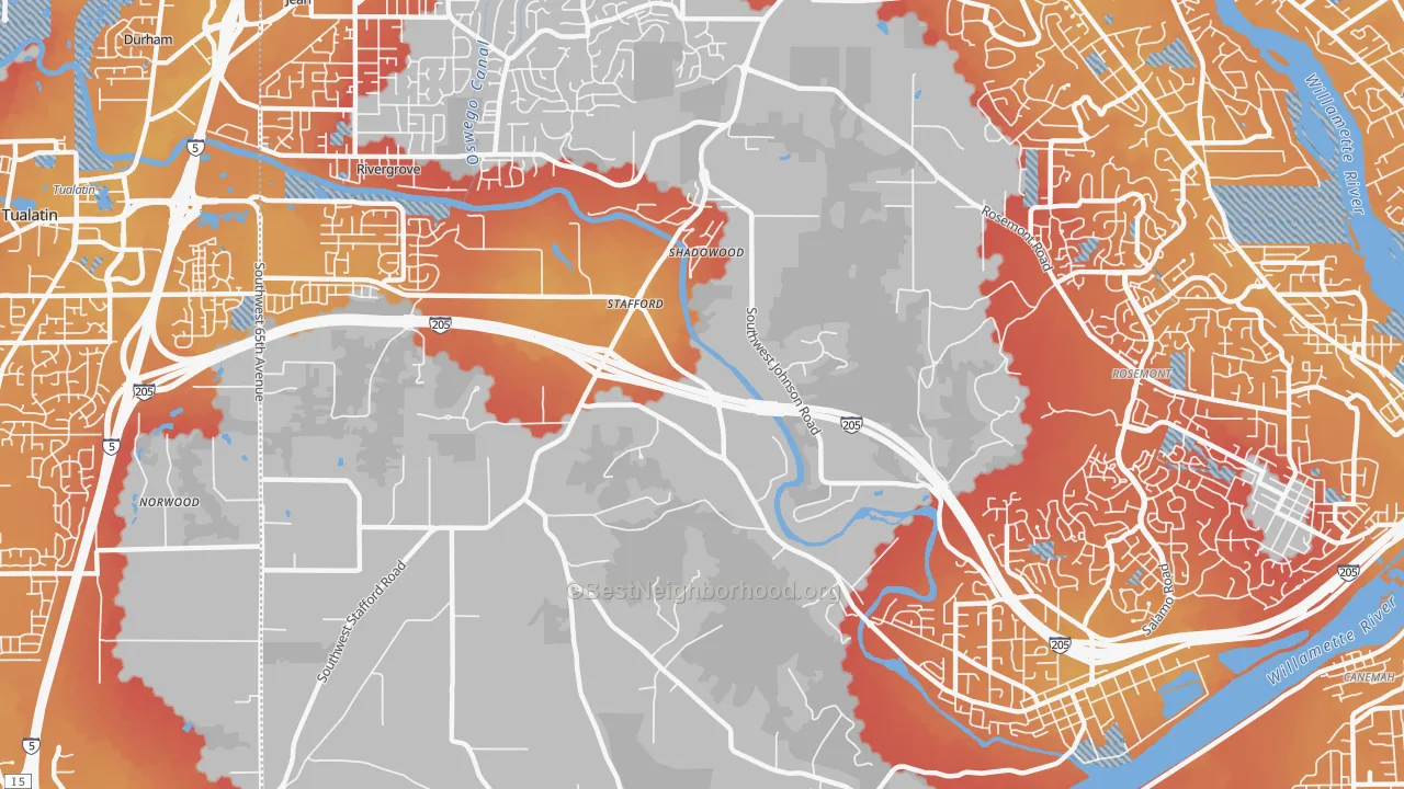 Transit Grade map of Stafford-Tualatin Valley, West Linn, OR