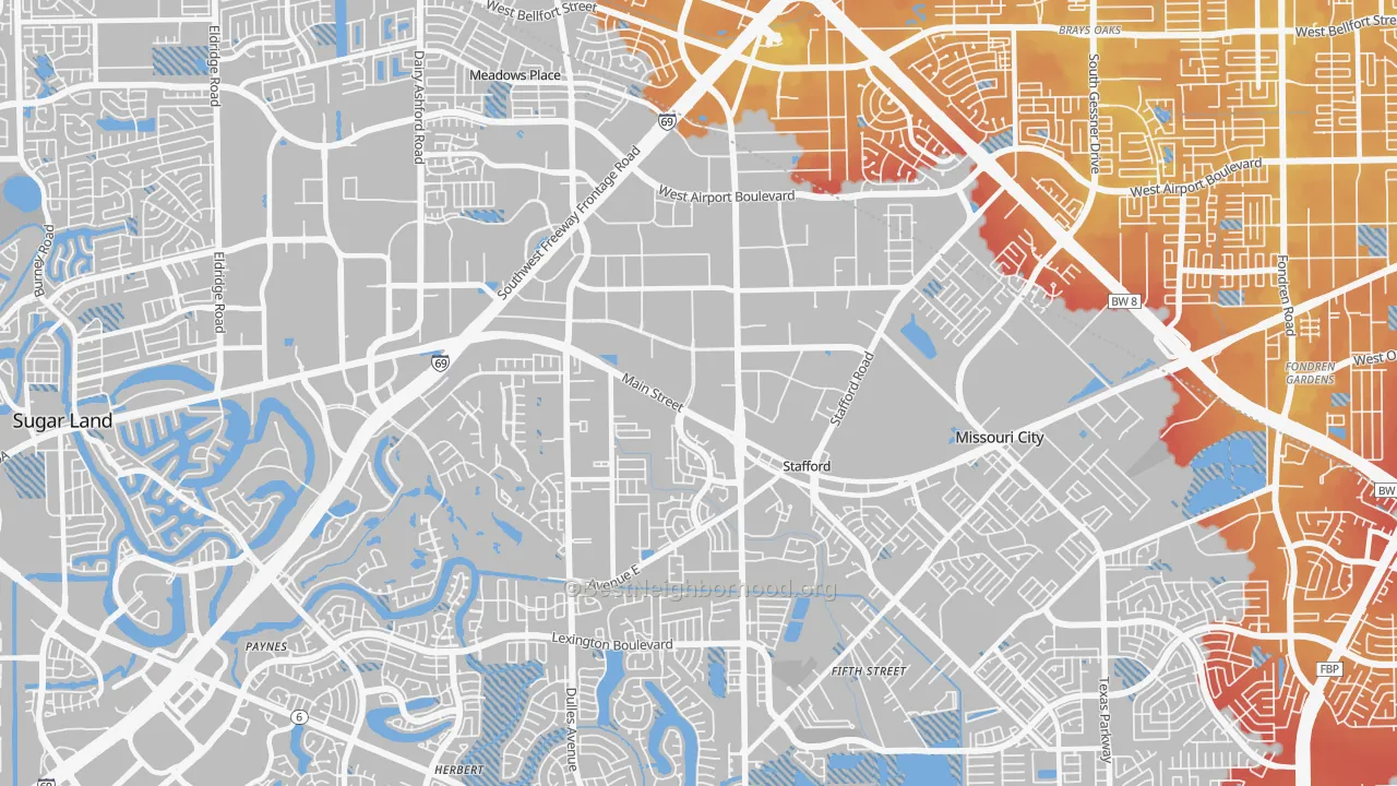 Transit Grade map of Stafford, TX