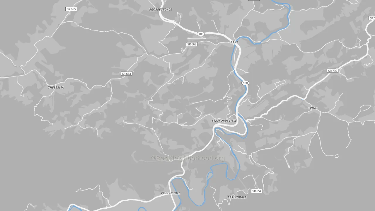 Transit Grade map of Staffordsville, VA