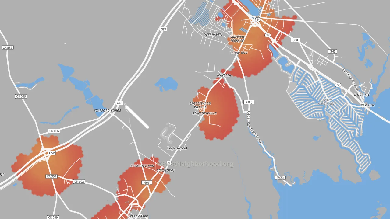 Transit Grade map of Staffordville, NJ