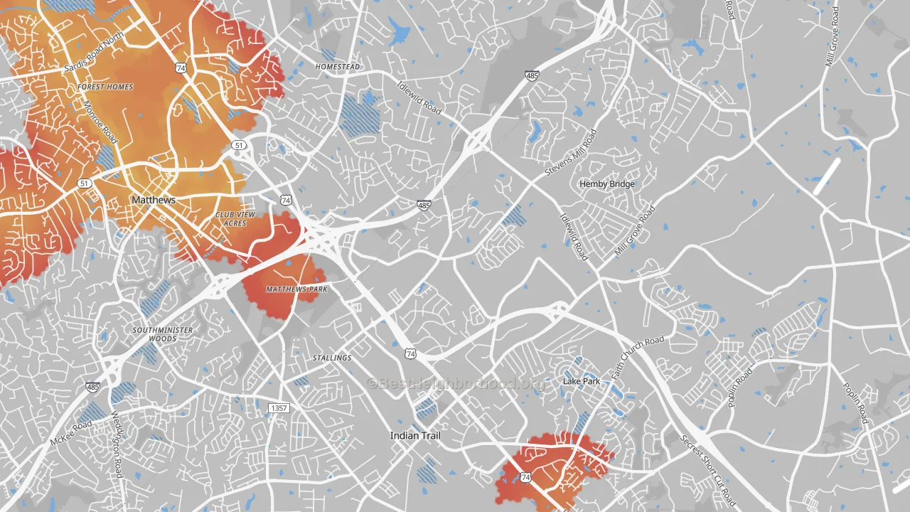 Transit Grade map of Stallings, NC