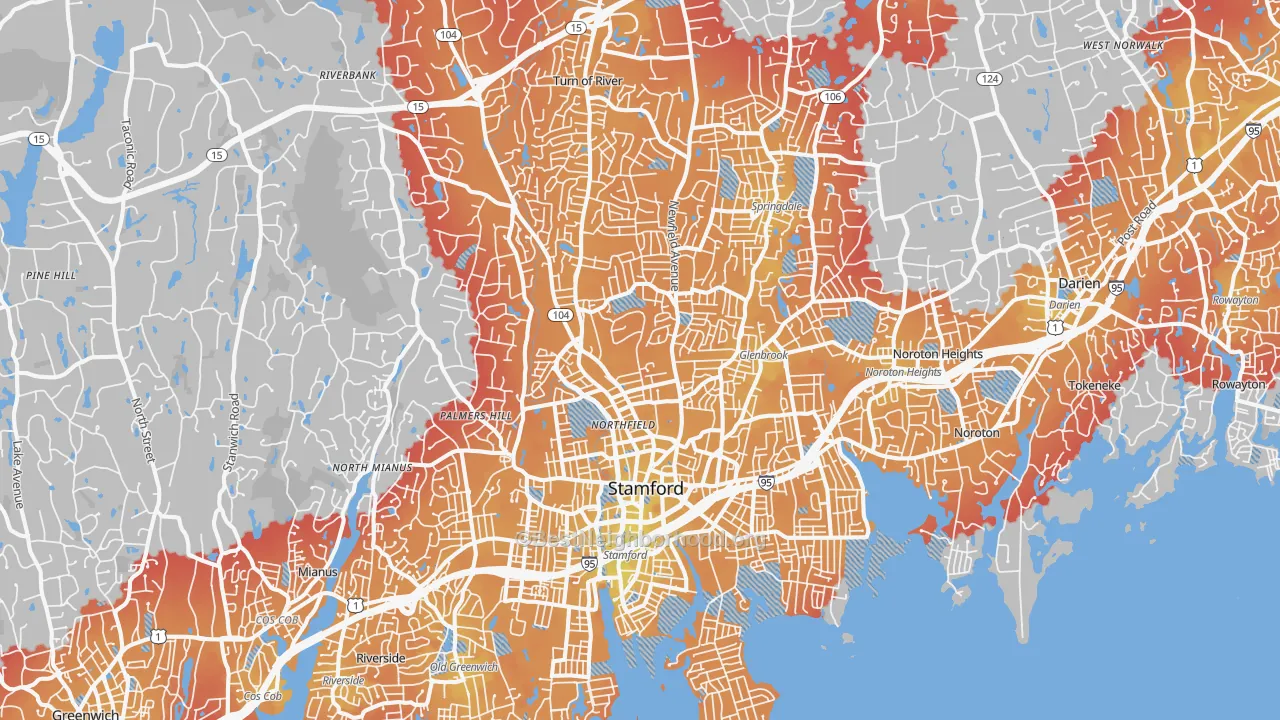 Transit Grade map of Stamford, CT