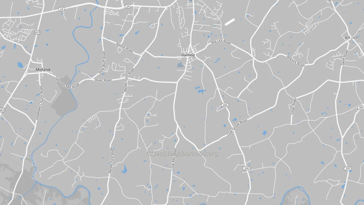 Transit Grade map of Stanfield, NC