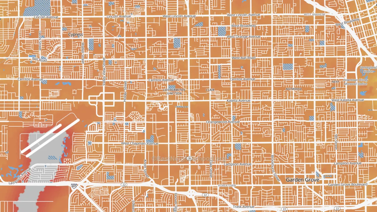 Transit Grade map of Stanton, CA